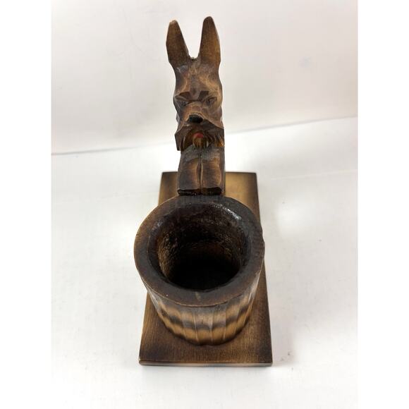 Vintage Wooden Scottish Terrier Pencil Holder‎ Solid Wood Carved Scottie Scotty - Picture 6 of 11